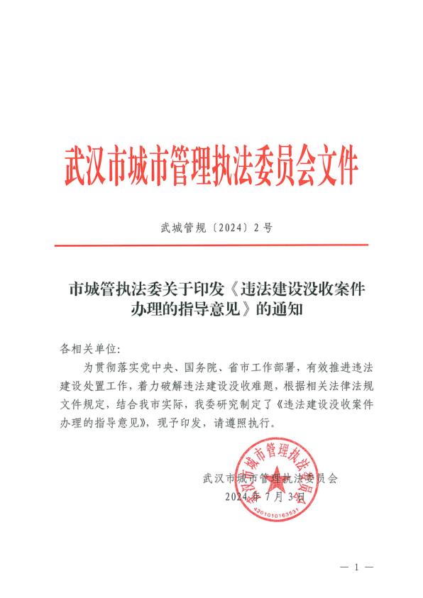 武汉市-违法建设没收案件办理的指导意见 PDF文档直接下载