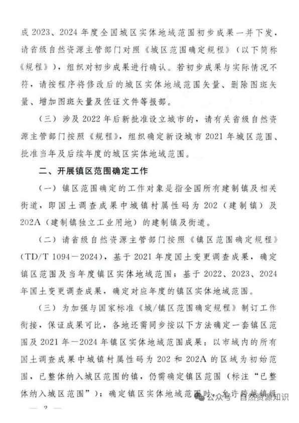  自然资办发〔2025〕21 号 《自然资源部办公厅关于深入推进城区和镇区范围确定工作的通知》 